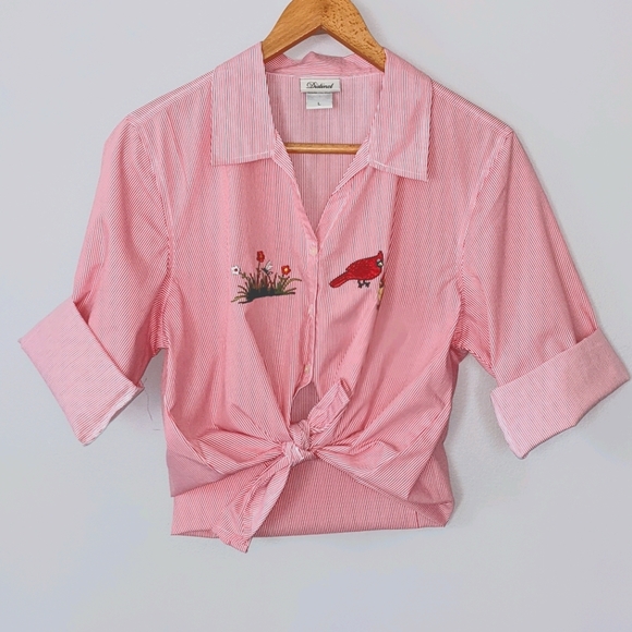 Vintage Distinct Striped Button Down Top Large - Picture 4 of 12